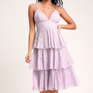 Lavender ruffle midi dress